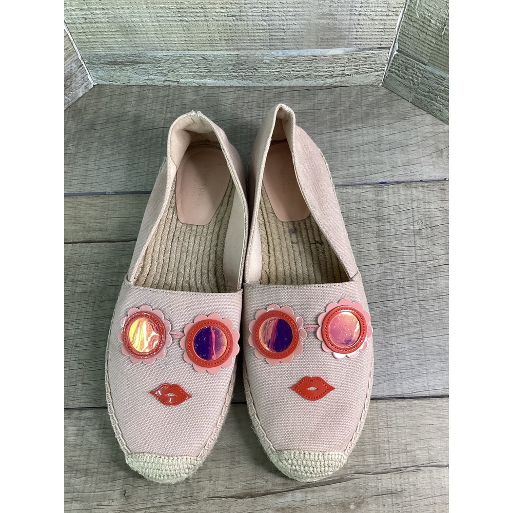 Kate Spade Pink Canvas Face Espadrille Flats Sunglasses Lips 9B